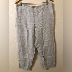 Eileen Fisher Organic Linen Pants in Light Gray - Size Medium